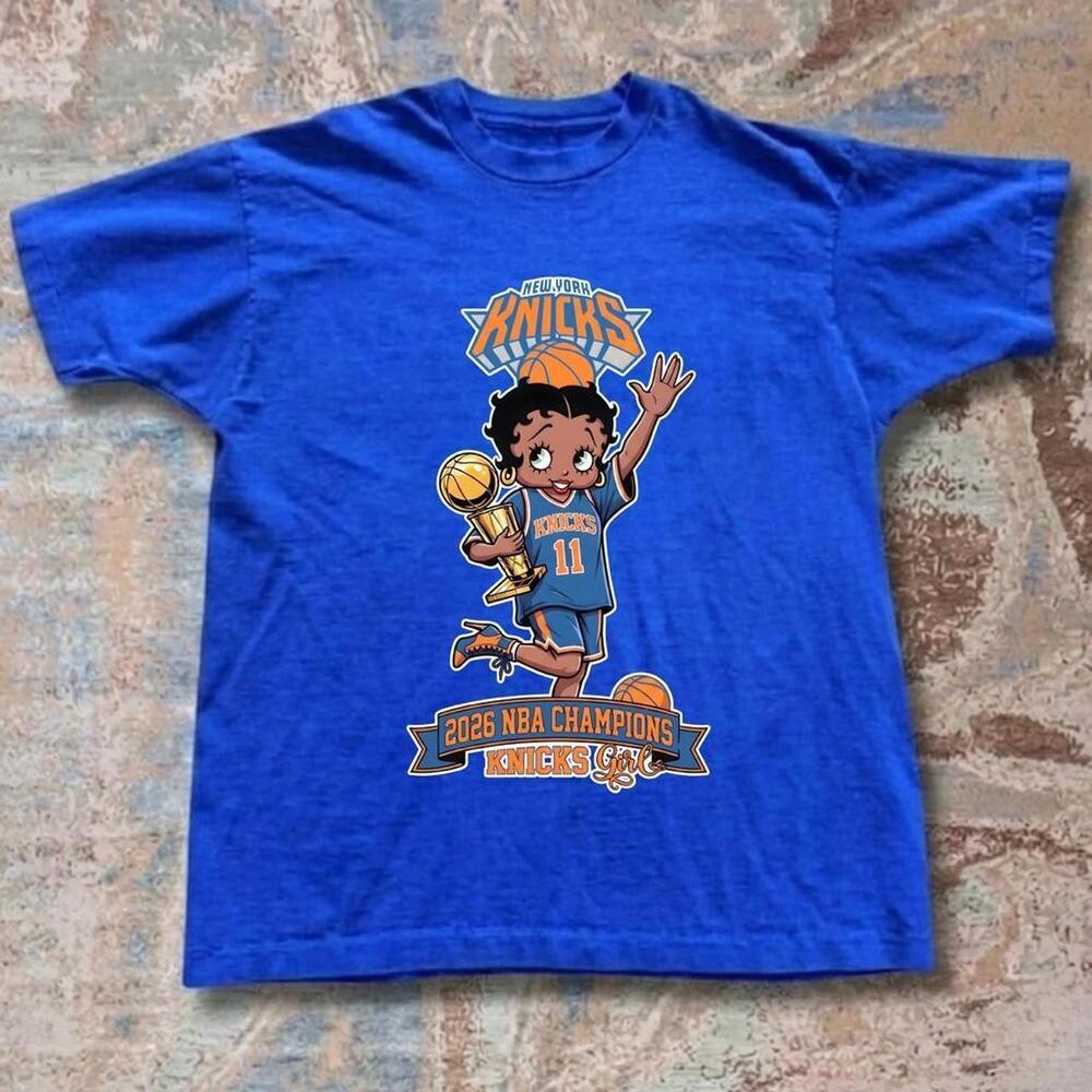 Blue Betty Boop New York Knicks 2026 Nba Champions Tee
